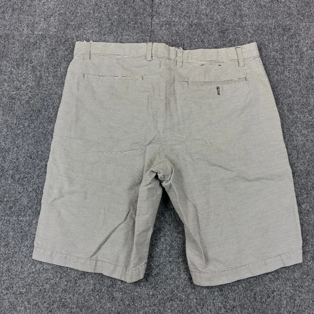 Banana Republic Aiden Slim Fit Mens 35 Chino Shorts Cotton Striped Olive White